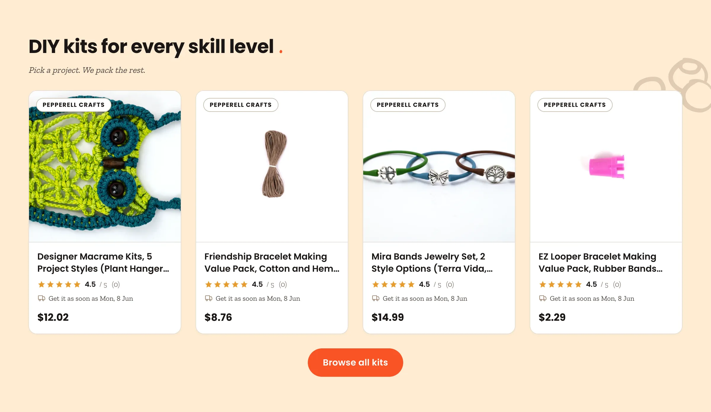 Preview storefront DIY kits section
