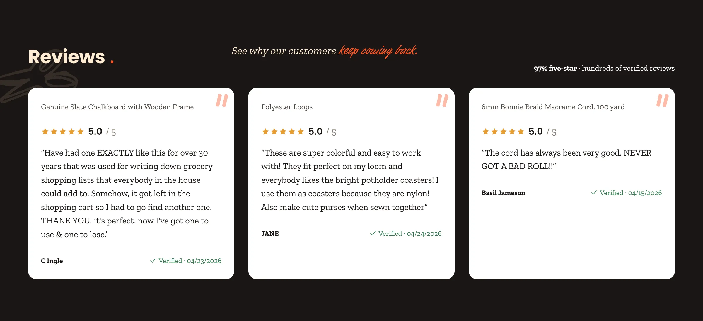 Preview storefront testimonials section